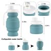 Portable Silicone Folding Cup 320ml Mini Outdoor Picnic Tableware Box Travel Coffee Retractable Wine Glass - Blue - 320ml