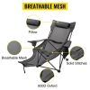 Folding Camp Chair 330 lbs Capacity w/ Footrest Mesh Lounge Chair, Cup Holder and Storage Bag - Gray