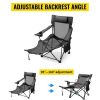 Folding Camp Chair 330 lbs Capacity w/ Footrest Mesh Lounge Chair, Cup Holder and Storage Bag - Gray
