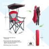 Folding Camping Chair with Shade Canopy, Heavy Duty Steel Frame with Carry Bag and Cup Holder - Red