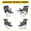 Folding Camp Chair 330 lbs Capacity w/ Footrest Mesh Lounge Chair, Cup Holder and Storage Bag - Gray