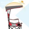 Folding Camping Chair with Shade Canopy, Heavy Duty Steel Frame with Carry Bag and Cup Holder - Red